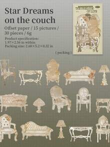 30Pcs 15 Style Vintage Hollow Cup House Vase Theme Paper Stickers Objects Life Literature Art Junk Journaling Planner Scrapbooking Decorative DIY Craft Material Sticker Scrapbook Supplies Stationery - Multicolor - View 14