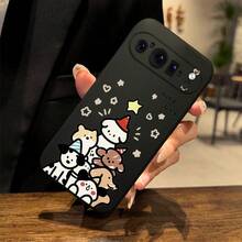 クリスマス子犬の柄の Pixel 9 9Pro Xl 8 8A 8Pro 7 7A 7Pro 6 6A 6Pro電話でケース ブラックフロスト耐衝撃性落下防止保護カバーシェル - ブラック - チェックする 7