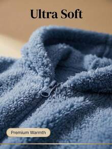 Drawstring Hooded Sweatshirt Style Plush Coat, Versatile European And American YK2 Style Fashionable Casual Versatile Women's Hooded Warm Cardigan Plush Top, Sweet And Spicy Style Jacket, High-End Feel, Warm Autumn And Winter New Street College Style Comfortable And Warm Plush Coat Women's Long-Sleeved Top, Spring And Autumn New Arrivals Outing Top, Cotton Women's Top, Women's Street Clothing Sports Top Women's Clothing, Casual And Comfortable Silhouette, Soft And Warm Fur, Blue Top, Autumn And Winter New Fleece-Lined, Jacket, Abrigos Mujer De Invierno, Plumifero Mujer, Anorak De Mujer, Abrigos Mujer De Invierno>Elegante, Plumas Mujer Abrigo, μπουφάν, Winterjas, Bodywarmer, Abrigo, Giubbotto Donna Invernale Curvy, Outfit Capodanno, Solid Color, Loose Fit Fashionable Women's Top - Blue - View 9