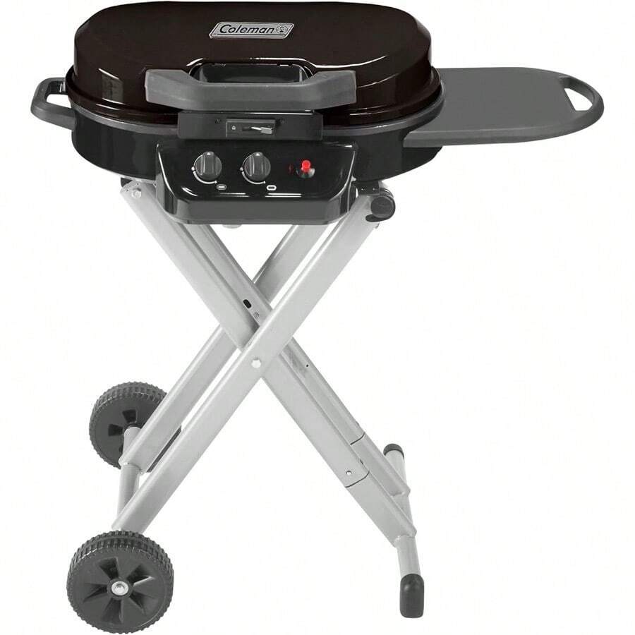 ZAQColeman RoadTrip 225 - Parrilla de propano portátil de pie parrilla de gas con botón de arranque patas y ruedas plegables mesa auxiliar y 11.000 BTU de potencia para camping portón trasero - Negro - - Ver 1