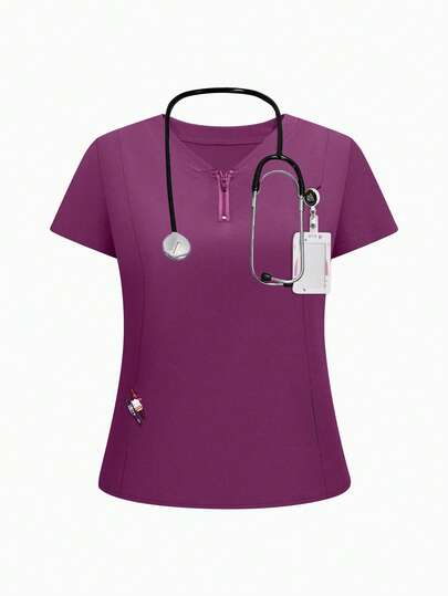 cimmuovere Women V-Neck Short Sleeve Loose Pants Scrubs Nurse Scrubs Workwear Dentist Healthcare Pet Hospital Laboratory Uniform Set