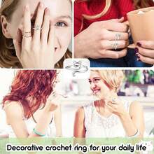 1pc Zinc Alloy Adjustable Ring Crochet Hook With Thread, Handmade Crochet Winding Tool - Multicolor - View 4