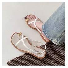 Sandalias de playa cómodas y ligeras con diseño romano casual para mujer - Blanco - Ver 2