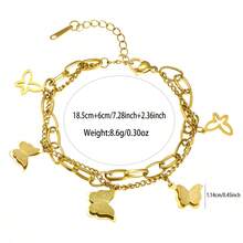 VceTd 1pc Fashionable Naturalistic Butterfly Shaped Stainless Steel Pendant Bracelet, Suitable For Women's Daily Wear Or As A Gift For Friends