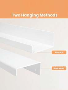 4个白色壁挂式悬浮置物架，无需钻孔，30厘米亚克力壁挂式储物架，适用于浴室、卧室、客厅、厨房、房间装饰。 - 白色 - 查看 8