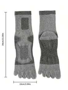 3双秋冬季分趾袜，透气吸汗防滑耐用男士户外徒步袜，均码（39-45）