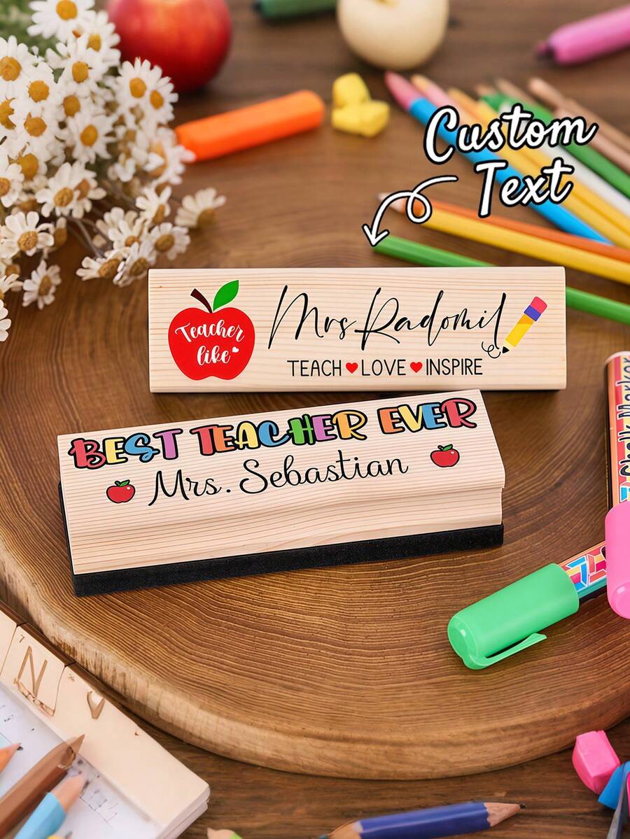 Borrador de pizarra personalizado, borrador de pizarra exclusivo para maestros, borrador de tiza, borrador de pizarra blanca, borrador de pizarra pintado a mano, decoración de oficina de vuelta a la escuela, de moda, colorido, lindo, minimalista, kawaii, regalo personalizado único, regalo de aprecio al maestro, regalo de fin de año, regalo escolar, regalo de vuelta a la escuela, regalo con nombre de maestro - Multicolor - Ver 1
