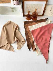 1-3pcs Teens/Young Adults Solid Color Fabric Large Triangle Headscarf Headband - Multicolor - View 4