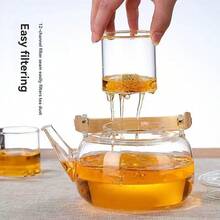 高硼硅玻璃茶壶，适用于炉灶，手工玻璃壶身配竹柄，适合冲泡散装茶叶，耐热硼硅玻璃茶壶内置滤茶器，兼容炉灶和电磁炉。 - 透明茶壺 - 查看 4