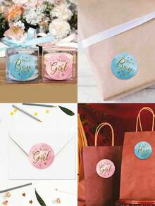 Team Boys Or Team Girls,Stickers For Baby Showers, Boys And Girls, Labels For Expectant Mothers, Birthday Party Decorations, Preferences For Decoration, Gender, Pregnant Women, Revealing Stickers, Decorative Bags, Packaging Labels, Stickers - Shape - View 3