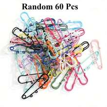 5/10/20/30/50/60/80/100枚 60毫米 多色安全别针胸针 - DIY珠宝制作空白底座和配件，胸针别针，DIY用品