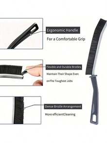 1pc/3pcs Multi-Purpose Groove Cleaning Brush With Non-Slip Handle - Stiff Bristles, Efficient Cleaning For Home, Kitchen, Bathroom, Household, Appliances