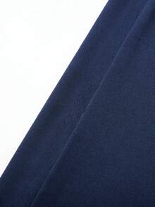 1 pièce Robe plissée évasée sans manches avec col polo pour filles, bleu marine, décoration nœud papillon, été - Bleu marine - Voir 4