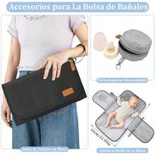 Mochila Bolsa Pañales, Pañalera Mochila Multifuncional Gran Capacidad con Cambiador Portátil y Estuche Chupete, Pañaleras Modernas Viaje Impermeable, Mochila de Maternidad - Gris - Ver 5