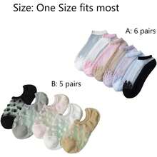6 Pairs Womens Sheer Transparent Casual Socks Ultrathin Mesh Socks, Ultrathin Crystal Socks, Anti-Slip Ankle Socks, Cute Women Socks, For Dancing, Wedding, Dress, Party - 11 pares - Ver 3
