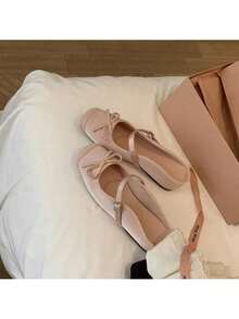 Grape Mom Studiolee 法式高帮蝴蝶结齐长低鞋面芭蕾舞半跟鞋（女款） - 粉色 - 查看 10