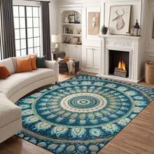 1pc Extra Large Bohemian Purple Mandala Area Rugs - Non-Slip Machine Washable Floor Rugs With Purple/Blue/Pink/Black/Teal Intricate Pattern, Durable Polyester & TPR Backing For Living Room, Bedroom, Home Decor - 樣式 9 - 查看 1