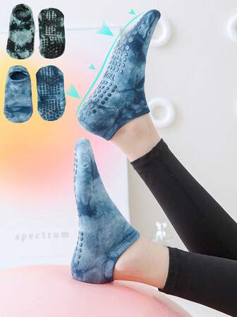 1 par damtofflor med halkfria yogastrumpor, halkfria strumpor med prickig greppbotten för pilates, fitness och utomhusträning, maskintvättbara, tålösa design, lämpliga för alla årstider