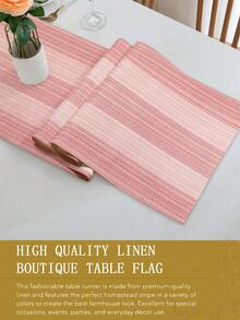 1件亚麻质感桌旗，现代客厅/餐厅桌垫，可水洗，适用于厨房、餐桌、派对、婚礼装饰，复古风格，也适用于玄关、家庭聚会、咖啡桌、客厅等场所。 - 粉色 - 查看 8