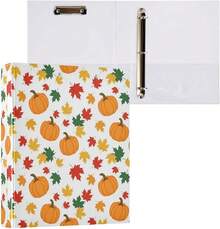 Carpeta impresa de tres anillos de 1.5 pulgadas, carpeta de anillos en D con bolsillos, carpeta decorativa para la escuela universitaria u oficina, calabazas naranjas amarillas (una talla 1) - talla únicax1 - Ver 4