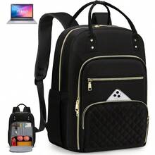 Lunch Backpack 15.6 Inch Laptop Backpack For Women Water Resistant Work Backpack With USB Charging Port Travel Business Backpack With Lunch Compartment - Black - View 1
