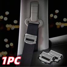 Rhinestone Adjustable Car Seat Belt Clip, Tension Regulator, Safety Belt Buckle Clamp, Shiny Car Accessories For Women - Multicolor - View 3