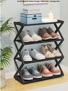 1 pièce Organisateur de rangement à 4 niveaux pour chaussures, meuble de rangement pour chaussures autoportant parfait pour la penderie, l'entrée, le couloir, le vestibule, le salon, la chambre. Assemblage facile, structure en métal économisant l'espace. Étagère d'affichage pour chaussures, bottes, Baskets, pantoufles et accessoires. Solution d'organisation design minimaliste moderne et compact. - Multicolore - Voir 4
