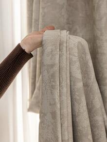 1pc European Chenille Jacquard High-End Blackout Curtain, Suitable For Luxury Living Room, Bedroom, Villa Balcony, High-Quality Blackout Curtain, 84 Inches Long - Camel - View 6