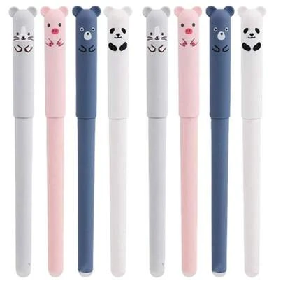 4/8/12 adet Oyuncak Ayı Desenli Silinebilir Nötr Kalem, Isıl Sürtünmeli Çizgi Film Desenli Silinebilir Kalemler