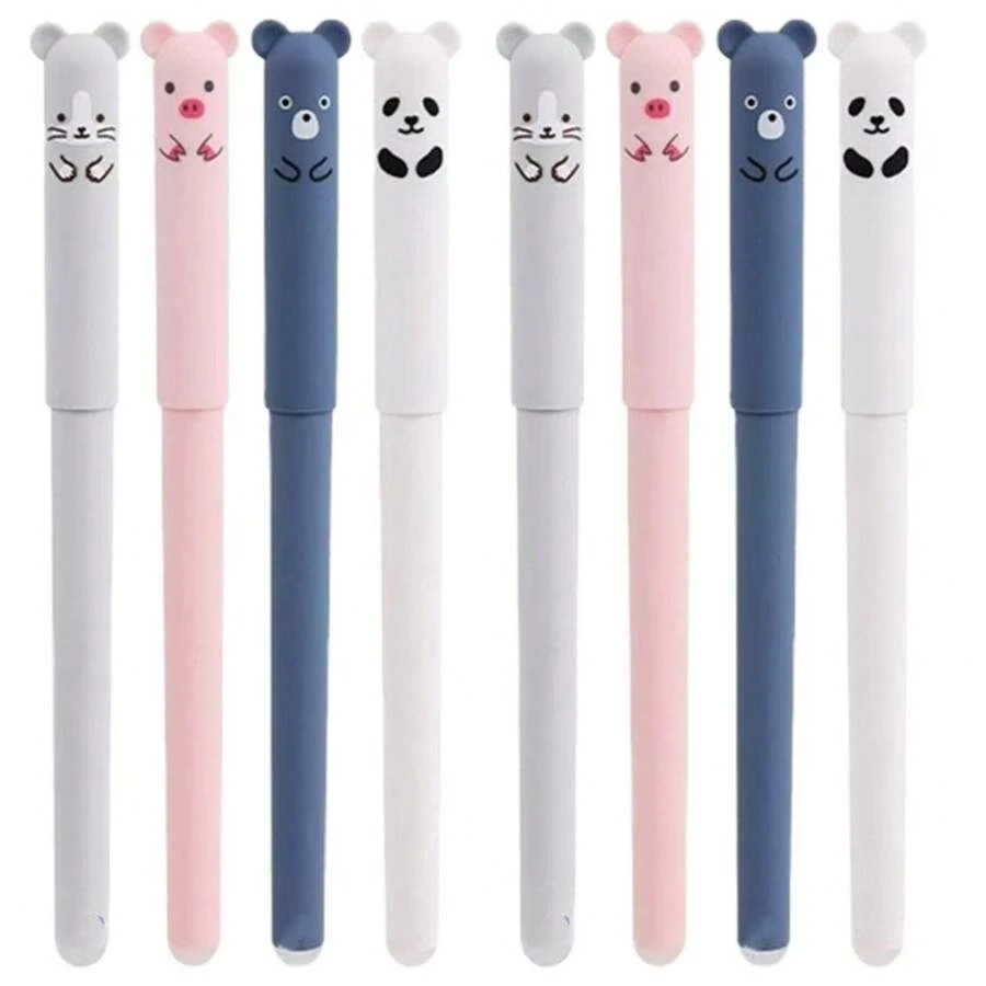 Bút xóa hình gấu bông, bút xóa nhiệt hình hoạt hình, loại trung tính, có thể tẩy được (4/8/12 chiếc). - Nhiều màu - Xem 1