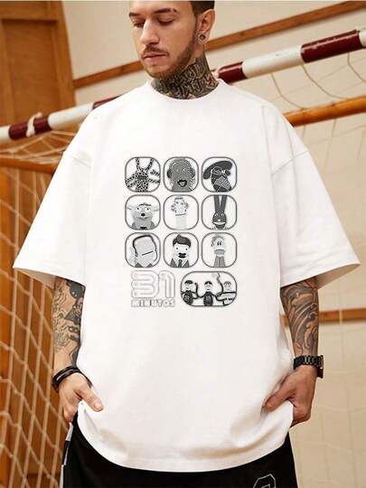 Camisetas, Camisetas para Hombres, Ropa de Hombre, Camisetas para Hombres, Ropa de Hombre, Camisetas, Tema de 31 Minutos, Camiseta Blanca y Negra de 180G, Diseño de Personaje Icónico, Impresión de Alta Calidad, Cuello Redondo, Corte Suelto Básico, para Hombres y Mujeres, Transpirable, Versátil, Lavable a Máquina, Cómodo, Talla S ~ 3XL, Diario, Casual, Deportivo, Esencial para el Verano ofertas playera de hombre tops sudaderas para mujer