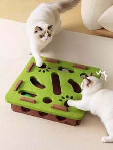 1pc Multi-Color Cat Game Box Felt Toy Box Scratching Post Cat Family Interactive Toy Maze Game Design Help Cat Kill Time Durable Cat Scratch Board No Hair Loss - Multicolor - View 4