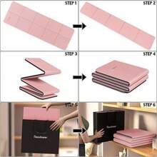Travel Foldable Yoga Mat for Pilates and Exercise, Non-Slip TPE with Carrying Bag - Rosado y gris - Ver 6