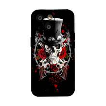 Estuche para teléfono con patrón de calaveras, pistolas y rosas Compatible con estuches para teléfonos   17  16 Pro Max  15 Pro Max  13 y  12 Hecho de material TPU a prueba de caídas, resistente al desgaste y cómodo de sostener Un gran regalo para familiares, amigos, seres queridos, novios / novias y para Navidad y Año Nuevo - Negro - Ver 2