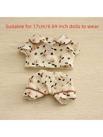 Adecuado para muñecas de 17 cm, conjunto de pijama de ropa de muñeca para Labubu, conjunto de ropa intercambiable para muñeca