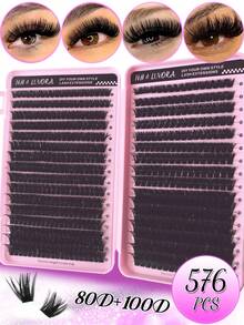 640 Pieces Of D-Shaped Curled Eyelashes, Each With A Length Of 10-16 Millimeters. They Include 10D + 20D/30D + 40D / 50D + 60D / 80D + 100 Individual Lashes. DIY Eyelash Grafting Tutorial, Eyelash Clusters, Perfectly Creating Cat-Eye Makeup. Suitable For Self-Grafting At Home, Suitable For Daily Outings, Parties, Mother's Day, Music Festivals, And Back-To-School Season. - D - View 17