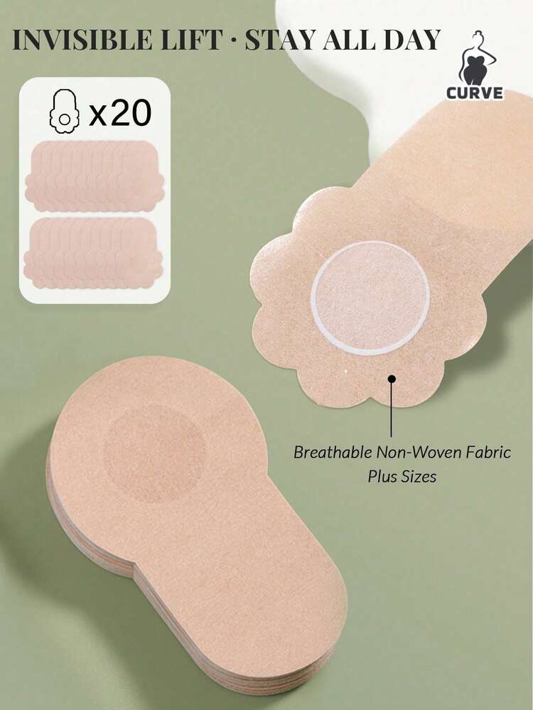 40 piezas de almohadillas desechables para levantar el busto de 10 cm | Fabricadas en tela no tejida, aptas para el verano | Previenen el descolgamiento, se ajustan a tallas de copa A/B/C - Beis - Añade 9