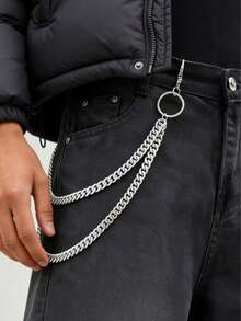 1pc Minimalist Versatile Fashion Casual Double-Layer Arched Chain Belt, Suitable For Men's Daily Wear, Music Festivals, Parties, Birthday Gifts