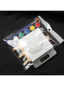 5pcs/Set Mini Stretched Canvas, Palette, Brush, Easel, 6 Colors Paint, Wooden Easel, Art Primed Canvas, Suitable For Painting, Acrylic Pouring, Oil Painting And Wet Art Media, DIY Miniature House Decor, Christmas Gift, Easter Gift, Mother's Day Gift, Graduation Gift - Multicolor - View 6