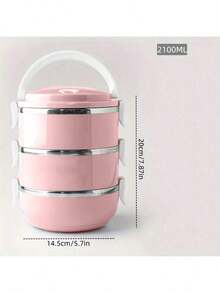 1/2/3/4pcs Stainless Steel High-Quality Solid Color Lunch Box With Lid, Multi-Layer Compartment, Multi-Functional, Heat-Resistant, Leak-Proof, Insulated, With Handle And Vent, Made Of Premium Materials, Suitable For Home, Kitchen, Dining, Office, Students, Hospitals, Visiting, Picnics, Camping And Travel - Pink - View 9