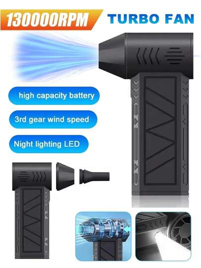 High-Power Electric Blow Dryer, Compressed Air Duster, Adjustable Wind Speed, Mini Rechargeable Turbo Jet Fan, Brushless Motor, High-Speed Strong Fan, Suitable For Car, Computer, Keyboard, Home And Outdoor Use