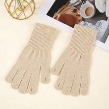 1Pair Women Thick Warm Touch Screen Gloves, Cold Resistant For Winter Cycling Outdoor Sports - Beige - View 2