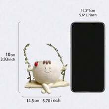 Vaso decorativo suspenso em resina, com design criativo de carinha sorridente e padrão geométrico. Ideal para suculentas, decoração de jardim e pátio. Vaso redondo em resina com formato floral. Não necessita de energia elétrica. - Multicolorido - Ver 9