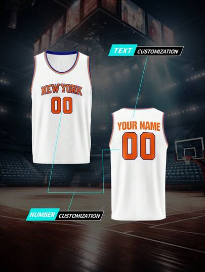 Customized New York Knicks 2026 Basketball Jersey, Single Piece Sportswear For Men, Team Club Training, Plus Size Basketball Uniform, Customizable Name And Number On Front And Back, Exclusive For Basketball Fans, Customized Match Day Outfit, Plus Size, Campus Competition, Team Uniform For Daily Casual Party, Comfortable Fit, Suitable For Leisure Sports, Training, All Season Fashion Forward, Minimalist, Personalized Casual