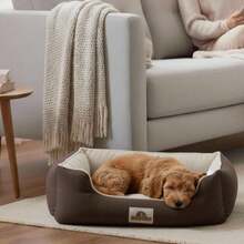 Cama Alta Cuadrada para Perros Chica Chico– Cama Suave y Acolchada con Bordes Elevados y Material de Poliéster y Algodón (Café) - Gris - Ver 4