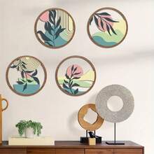 4件套波西米亚绿色木质墙饰，波西米亚植物墙板，悬挂式艺术面板，农舍几何悬挂装饰，极简主义公寓艺术（卧室自粘式） - 彩色 - 查看 16