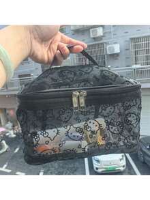 Sanrio 1个三丽鸥卡通大容量猫咪网状植绒化妆包，手提便携旅行洗漱用品收纳包 - 彩色 - 查看 14