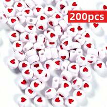 Yiwu Qiyou Accessories Co., LTD 500/200/100颗 7毫米 随机26个字母亚克力字母珠，适用于珠宝制作、手链、耳环、项链和工艺品制作 - 紅色 - 查看 9