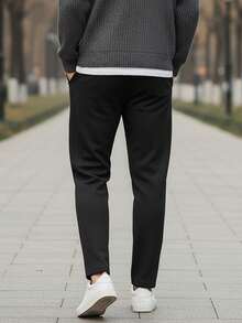 Thermal Lined Windproof Waterproof Warm Sports Pants For Men, Winter Outdoor Cold Resistant Fleece Pants, Breathable Casual Running And Hiking Pants, Black/Dark Gray, Thick Pants - Black - View 6