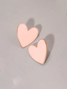 1 Đôi bông tai hình trái tim tráng men, phụ kiện trang sức thời trang dành cho nữ, mùa xuân/hè - Trái tim đơn độc - Xem 25